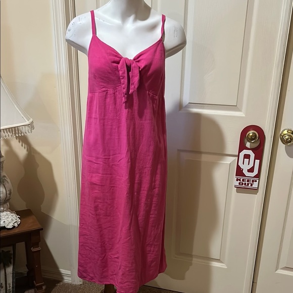Old Navy Dresses & Skirts - Old Navy Pink Midi linen blend Dress with Spaghetti Straps